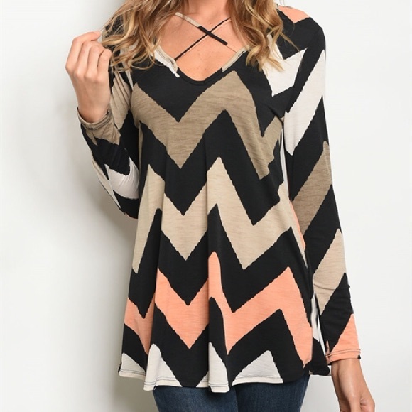 Peach Criss Cross long sleeve top - Picture 2 of 4